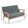 HOMCOM - Canapé 2 places style scandinave dim. 115l x 66,5P x 73H cm bois tissu gris - vignette