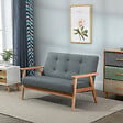 HOMCOM - Canapé 2 places style scandinave dim. 115l x 66,5P x 73H cm bois tissu gris - vignette