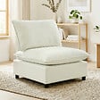 HOMCOM - Fauteuil une place modulable 74 cm grand confort tissu crème - vignette