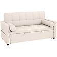HOMCOM - Canapé convertible 2 places style Chersterfield effet capitonné 2 coussins inclus tissu beige - vignette