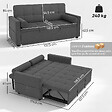 HOMCOM - Canapé convertible 2 places style Chersterfield effet capitonné 2 coussins inclus tissu anthracite - vignette