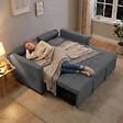 HOMCOM - Canapé convertible 2 places style Chersterfield effet capitonné 2 coussins inclus tissu anthracite - vignette