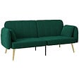 HOMCOM - Canapé convertible 2 places style Art déco 2 coussins inclus piètement effilé métal doré velours vert emeraude - vignette