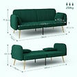 HOMCOM - Canapé convertible 2 places style Art déco 2 coussins inclus piètement effilé métal doré velours vert emeraude - vignette