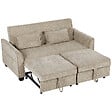 HOMCOM - Canapé convertible 2 places dossier inclinable 2 coussins tissu chenille taupe - vignette