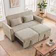HOMCOM - Canapé convertible 2 places dossier inclinable 2 coussins tissu chenille taupe - vignette