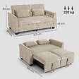 HOMCOM - Canapé convertible 2 places dossier inclinable 2 coussins tissu chenille taupe - vignette