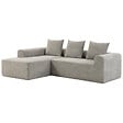 HOMCOM - Canapé d'angle design arrondi 3 places larges accoudoirs 3 coussins tissu chenille gris clair - vignette