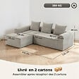 HOMCOM - Canapé d'angle design arrondi 3 places larges accoudoirs 3 coussins tissu chenille gris clair - vignette