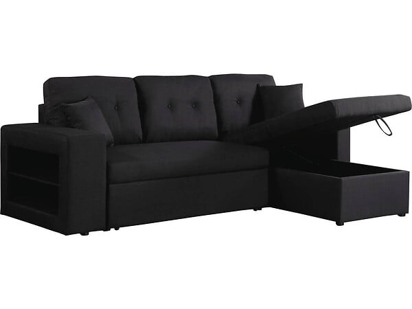 HABITAT ET JARDIN - Canapé d'angle convertible/réversible "Axel" - 3 places - Noir/Gris - large