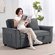 HOMCOM - Canapé convertible 2 places 2 coussins chenille gris foncé - vignette