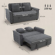HOMCOM - Canapé convertible 2 places 2 coussins chenille gris foncé - vignette