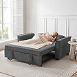 HOMCOM - Canapé convertible 2 places 2 coussins chenille gris foncé - vignette
