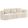 HOMCOM - Canapé 3 places design lignes arrondies tissu chenille effet côtelé crème - vignette