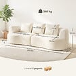 HOMCOM - Canapé 3 places design lignes arrondies tissu chenille effet côtelé crème - vignette