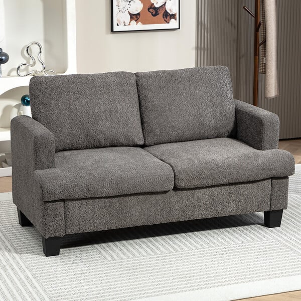 HOMCOM - Canapé 2 places compact 140cm tissu chenille gris foncé - large