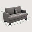 HOMCOM - Canapé 2 places compact 140cm tissu chenille gris foncé - vignette