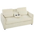 HOMCOM - Canapé convertible 2 places inclinable porte-gobelets chenille beige - vignette