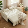 HOMCOM - Canapé convertible 2 places inclinable porte-gobelets chenille beige - vignette