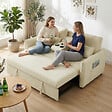 HOMCOM - Canapé convertible 2 places inclinable porte-gobelets chenille beige - vignette