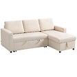HOMCOM - Canapé d'angle 3 places convertible réversible - coffre intégré - garnissage mousse haute densité - tissu beige - vignette