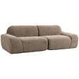 HOMCOM - Canapé design arrondi 3 places larges accoudoirs tissu chenille marron - vignette