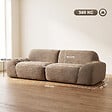 HOMCOM - Canapé design arrondi 3 places larges accoudoirs tissu chenille marron - vignette