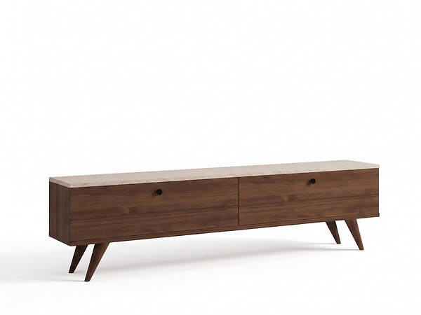 HABITAT ET JARDIN - Meuble TV en bois " Paris " - 160 x 25 x 40 cm - Noyer / Cachemire - large