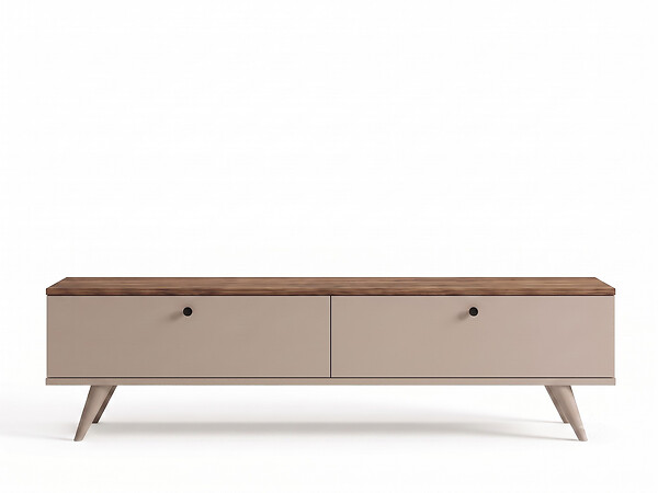 HABITAT ET JARDIN - Meuble TV en bois " Paris " - 160 x 25 x 40 cm - Noyer / Cachemire - large