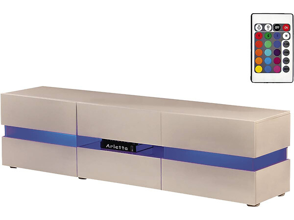 HABITAT ET JARDIN - Meuble TV LED "Vida' - 177 x 39 x 45 cm - Blanc laqué - large