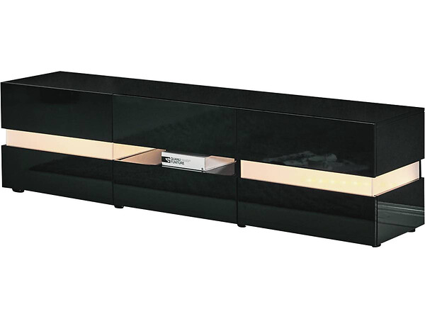 HABITAT ET JARDIN - Meuble TV LED "Vida' - 177 x 39 x 45 cm - Blanc laqué - large
