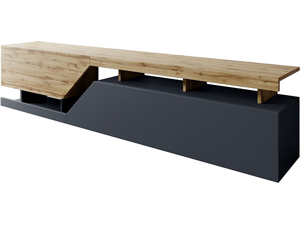 HABITAT ET JARDIN - Meuble TV "Ceelias" - 160 x 46 x 35 cm - Blanc/Marron Foncé - large