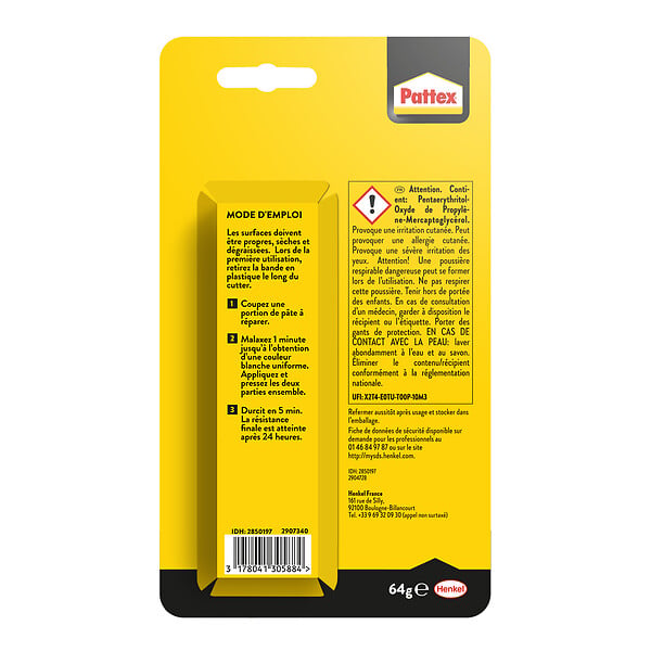 PATTEX - Pâte époxy à réparer 100% - 64 g - large
