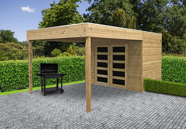 SOLID - Abri de jardin bois avec auvent - Potenza - 5.37m2 - large