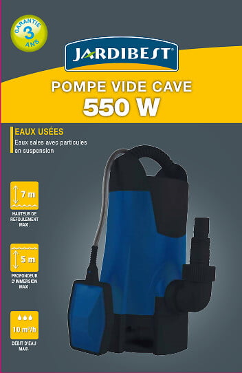 JARDIBEST - Pompe vide cave avec flotteur - 550W - large