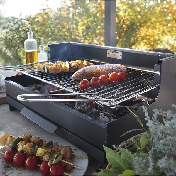 LE MARQUIER - Barbecue charbon encastrable acier noir 54x32cm Vulcain - large