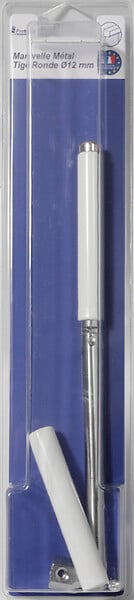 PROTECTA - Manivelle pour tringle ronde 12mm métal Chrome - large