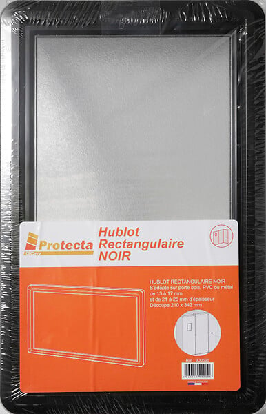 PROTECTA - Hublot rectangulaire PVC Noir pour porte de garage - large