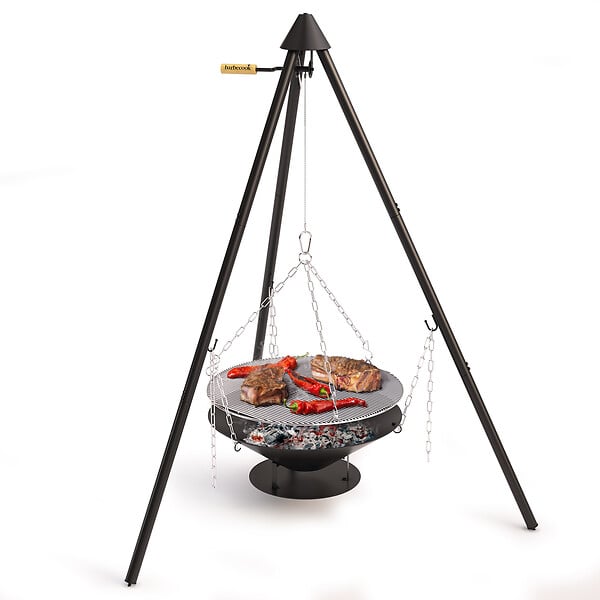 BARBECOOK - Brasero trépied Junko avec grille - Fonte - Noire - large