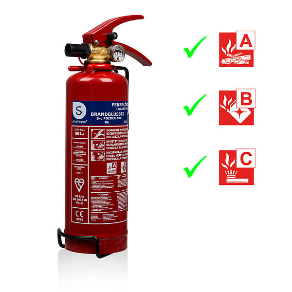SMARTWARES - Extincteur à poudre 1kg - Acier - Classes ABC - Rouge - large