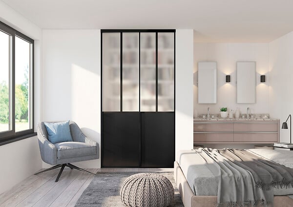 OPTIMUM - Kit deux portes de placard - Acier - Noir - 250x120cm - large