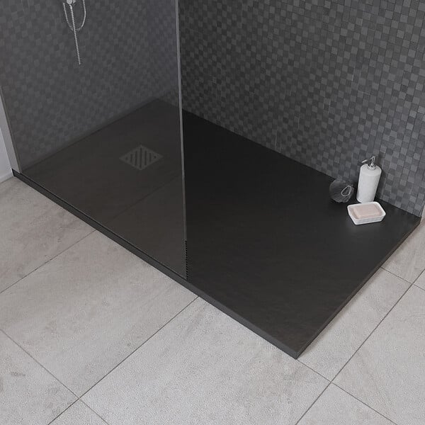 GODART - Receveur douche Solidstone Bastia - Noir - L.90xl.90xEp2.7cm - large