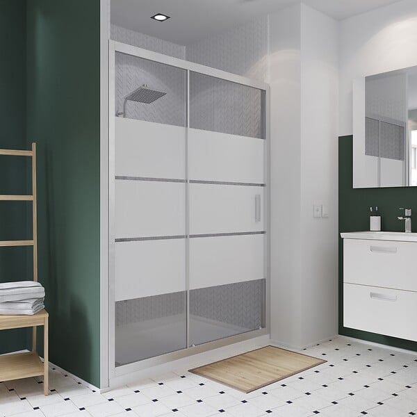 KINDFORD - Porte de douche coulissante verre trempé dépoli - l100xH190cm 6mm - large