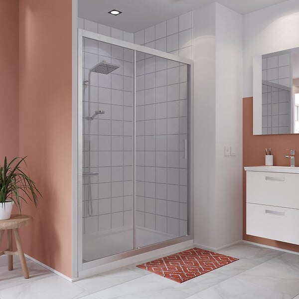KINDFORD - Porte douche coulissante réversible transparent - l100xH190cm - large