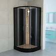 KINDFORD - Cabine de douche ronde - Verre et bambou - L90xH225xP90cm - vignette