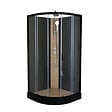 KINDFORD - Cabine de douche ronde - Verre et bambou - L90xH225xP90cm - vignette