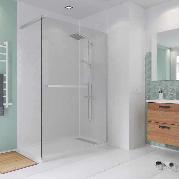 KINDFORD - Paroi de douche à l'italienne transparente - 8mm - 140x200cm - large