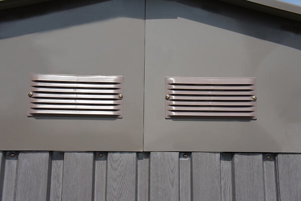CHALET & JARDIN - Abri métal Aspect Bois Vieilli - Gris - L.282xP.193xH.222cm - large