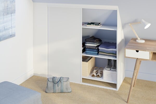 OPTIMUM - Kit deux portes de placard sous combles - Acier - Blanc - 120x120cm - large