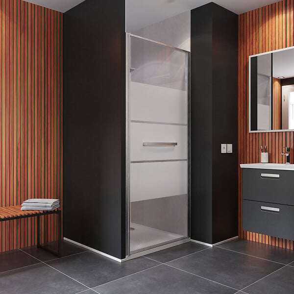 KINDFORD - Porte de douche pivotante verre trempé dépoli - L.80xH.200cm - large